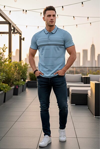 Maccali Muška Pamuk paket premium udobna Sa deznom plava polo majica