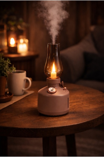Home Gaz Lambası Tasarım Hava Nemlendirici- Nostaljik Şarjlı Gece Lambası Dek...