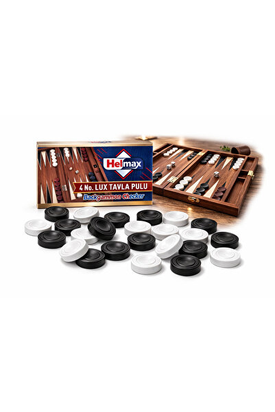Helmax 4 No Lüx Büyük Boy Tavla Pulu Dama Taşı Tavla ve Dama Taşı 15 Siyah 15...