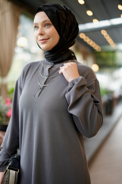 BURİSLA MODA VE AKSESUAR Tesettür Neva Double Set Gray