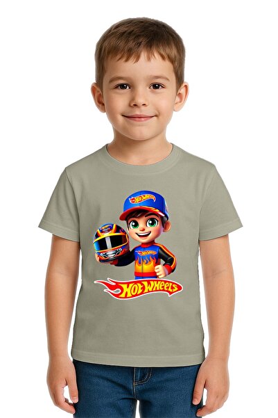 SEDİRLİ تي شيرت للأطفال من الجنسين Hot Wheels مطبوع مصنوع من قماش قطني ممشط ق...