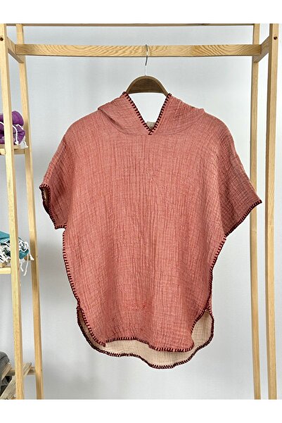 TD Collection 4 Katlı Organik Müslin Çocuk Panço – Kapüşonlu, Nefes Alan Plaj...