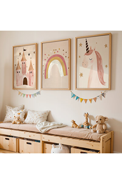 Artiera Σετ ζωγραφικής 3 τεμαχίων με ξύλινο πλαίσιο για κοριτσίστικο δωμάτιο ...