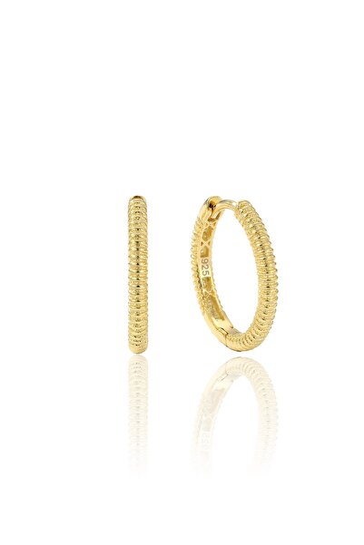 Söğütlü Silver 925 Ayar Gümüş Küpe Altın Kaplama Tırtıklı Halka Küpe - Vintag...