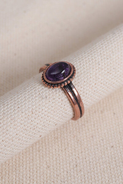Süspüs Accessories Amethyst Stone Copper Ring