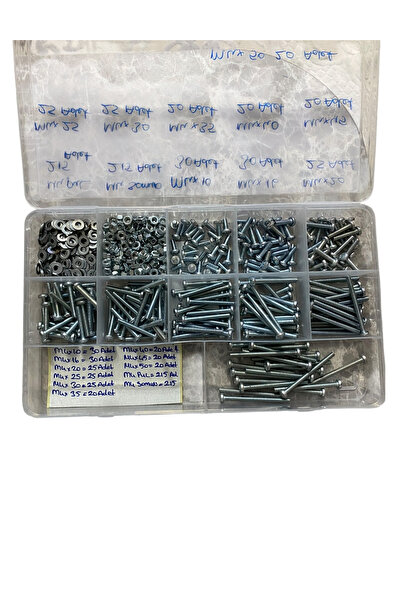 Tuna M4 YILDIZ SİLİNDİR BAŞLI METRİK VİDA SETİ VİDA 215 ADET-SOMUN 215 ADET-P...