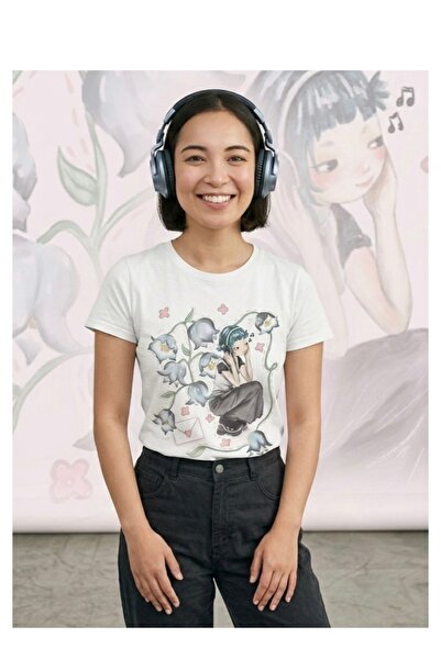 BEŞİKTAŞ KÖSTEBEK Japanese Style Flower Girl White T-Shirt