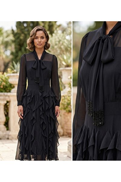 Rabiossa Kadın Uzun Kollu Uzun Elbise