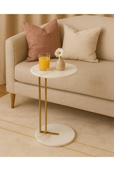 Generic Modern artificial marble side table with a stable base