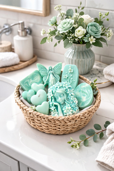 Tomris Hatun مجموعة صابون مصنوعة يدويًا كهدية، مجموعة صابون أخضر