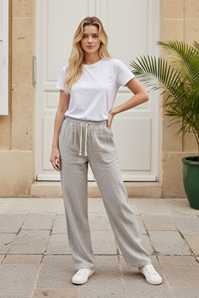 INFLUYENTE Women's Cotton Pack High Waist Wide-Leg Muslin Palazzo Pants