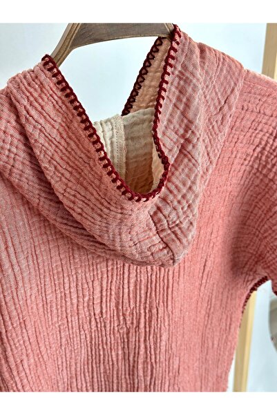 TD Collection 4 Katlı Organik Müslin Çocuk Panço – Kapüşonlu, Nefes Alan Plaj...