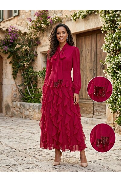 Rabiossa فستان طويل الأكمام للمرأة