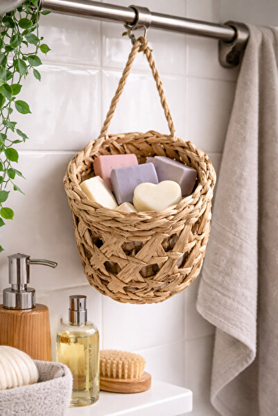 Marrone Wicker Banya Basket Soap Holder Multi-Purpose Mini Organizer