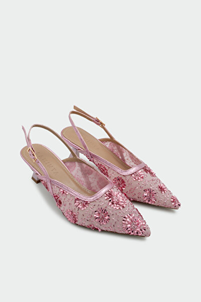 LAMİNTA Pantofi cu toc pentru femei, roz, cu detalii brodate Shayla