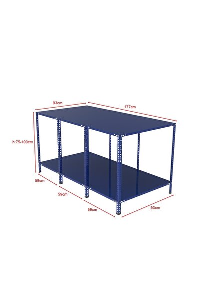 RafBurada 2 Katlı Renkli Paketleme Masası - Atölye, Depo, Hobi Çalışma Masası...