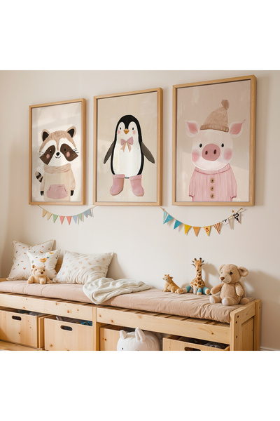 Artiera Σετ ζωγραφικής 3 τεμαχίων με ξύλινο πλαίσιο για κορίτσια με θέμα ρακο...