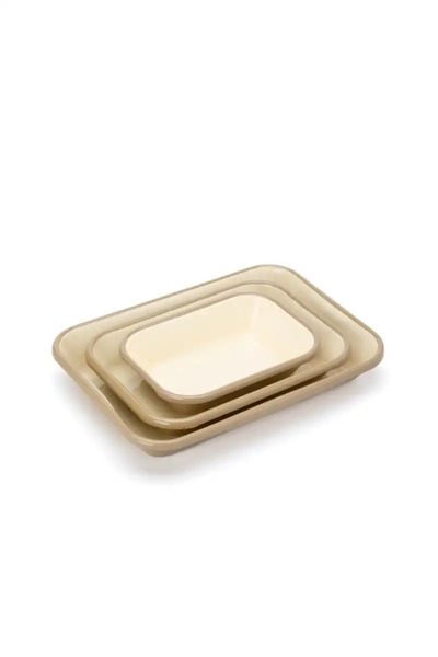 Refikadan Emaye Fırın Kabı Seti 3lü Dikdörtgen - Taş Kordonlu