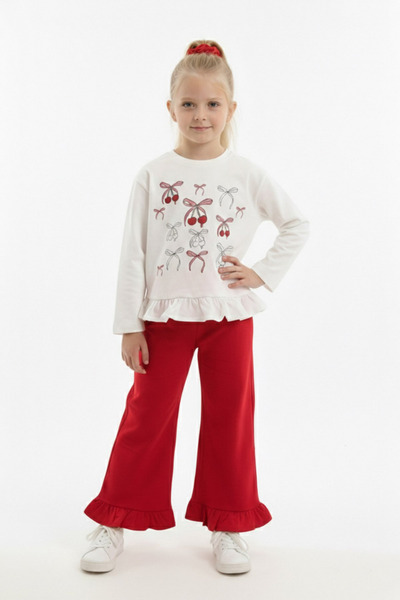 bunny hopp Girl's 100% Cotton Ruffle Top and Bottom Set - with Buckle Gift (A...