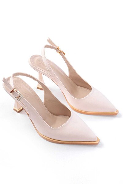 Griffa Kadın Abiye Ayakkabı Altın Tokalı Sivri Burun 9cm Topuklu