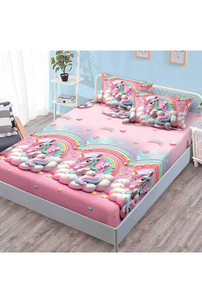 Patul Bed cover with elastic + 2 pillowcases, Fine cotton