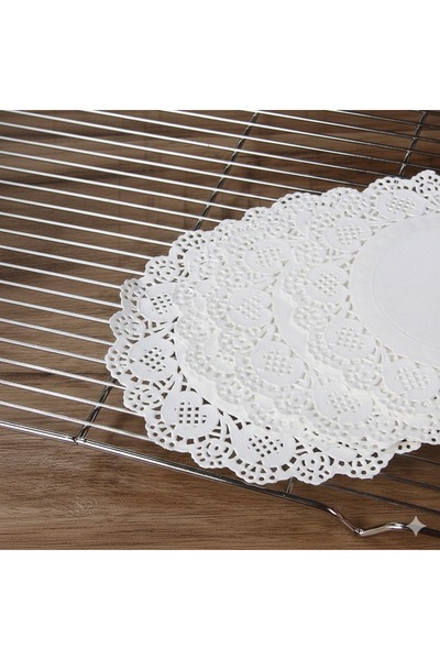 Raakmadezanmir 10 Adet Beyaz Dantel Yuvarlak Kağıt Bardak Altlığı Kullan At (...