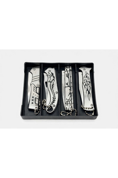 HAKİ Anahtarlık Çakı Seti 4'lü Katlanabilir Mini Cep Çakısı Hediyelik