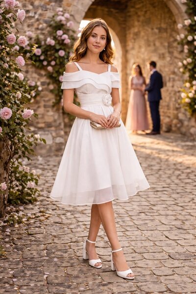 Tarz Çocuk Kız Çocuk Omuz Dekolteli Kısa Abiye Elbise 10-14 Yaş - Mezuniyet, ...