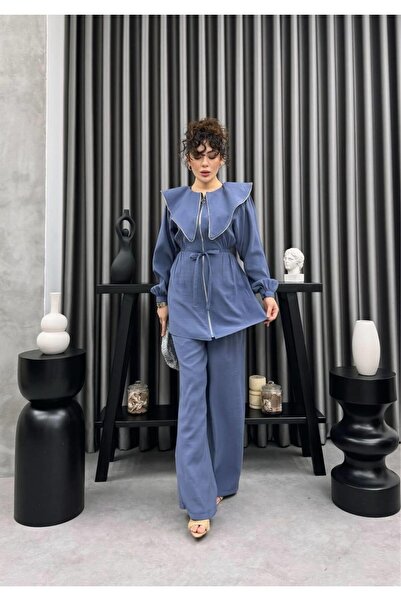 Cardella Liora Summer Tnsl Fabric Zip Detail Shirt and Pants Set – Modern Hij...