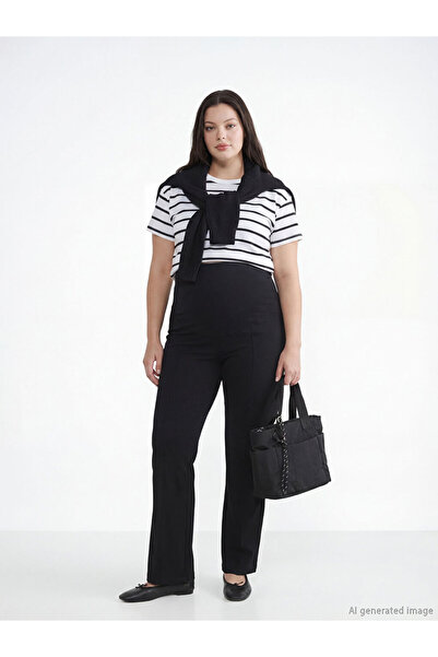 LC Waikiki Γυναικείο παντελόνι φόρμας με φαρδιά μπατζάκια και πάνελ στην κοιλιά