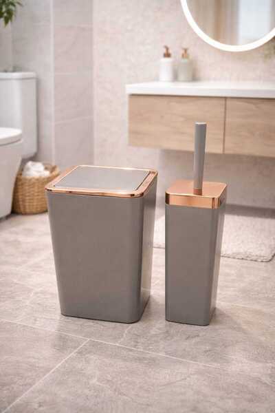 sitil eviniz SLatte-Bronz WC Tuvalet Fırçalığı Çöp Kovası Seti, WC Kağıtlık F...