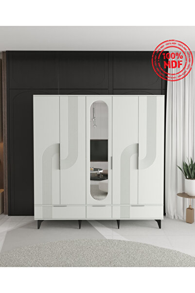 Teen & Bright EKİN 5 KAPAKLI ÇEKMECELİ GARDIROP - TAMAMI MDF