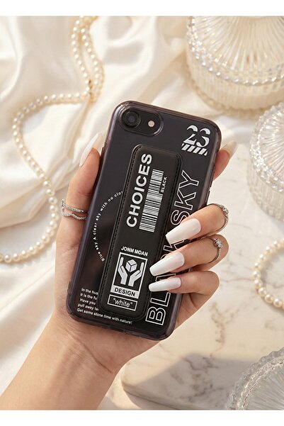 AKSEFİZZ iPhone 7/8/Se Colorful Protected Soft Transparent Case with Stand