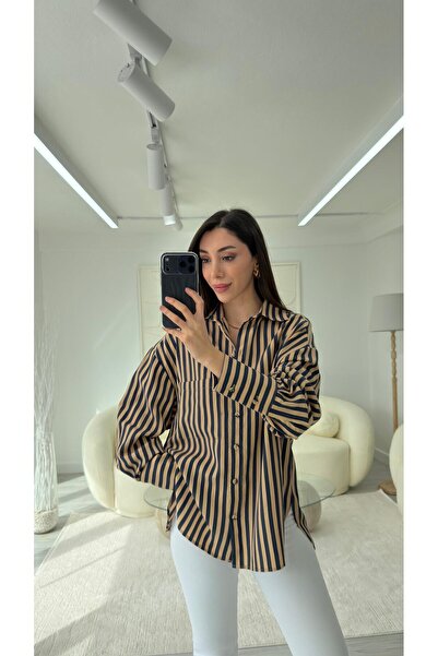 LUUNA STORE Striped Shirt - Camel Lacquered