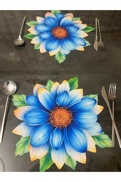 MİNOZA تصميم غازانيا الأزرق ثلاثي الأبعاد رقمي مطبوع قص بالليزر مفصل مفرش طاو...