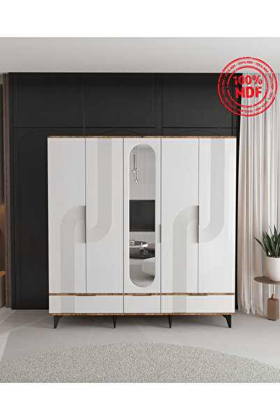 Teen & Bright EKİN 5 KAPAKLI ÇEKMECELİ GARDIROP - TAMAMI MDF