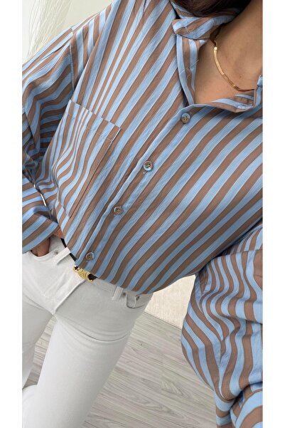 LUUNA STORE Striped Shirt - Blue Brown