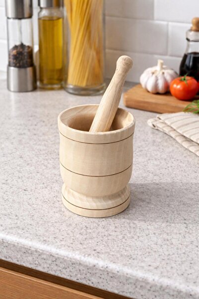 Alika Tekstil ve Ev Gereçleri Ahşap Havan, Sarımsak Döveceği