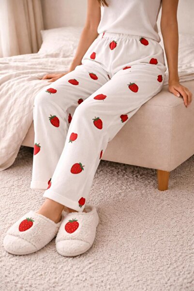 MODA Strawberry Serisi Çilek Baskılı Pijama Altı