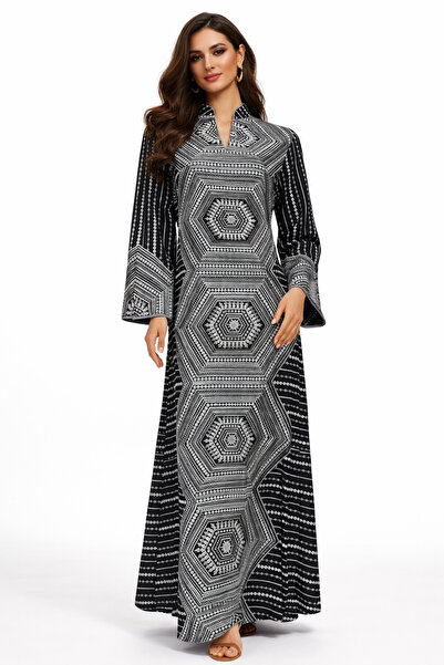 ELLA Kuwaiti jalabiya for special occasions with a luxurious geometric patter...