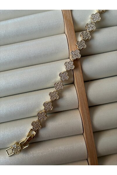 ARİ TAKI Clover-Mounted Gold Steel Bracelet