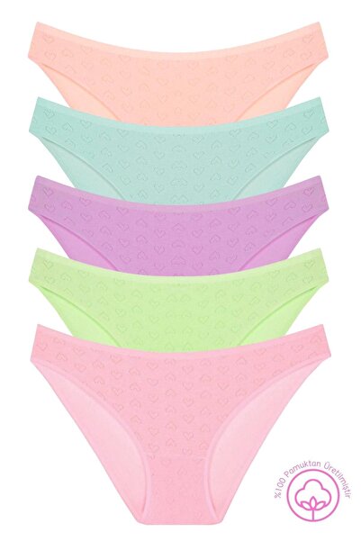 Guardian 5-piece set of women's bikini bottoms, 1501 Heart, 100% Cotton , 150...