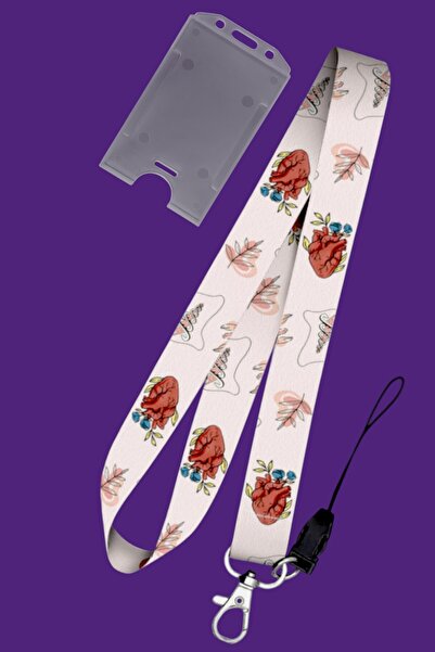 MİLLENEX Kalp Çiçeği Yaka Kartı hastane hemşire sağlık Boyun Askı İpi Yaka Ka...