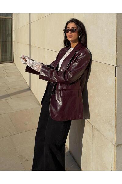 Butik Allbucks Bersh Ka Oversi̇ze Suni̇ De Leather Lazer Jacket Abbrs3783