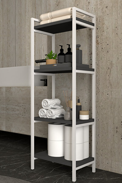 AJU رف حمام ومطبخ من 4 طبقات، خزانة حمام متعددة الأغراض، منظم معدني للمناشف و...