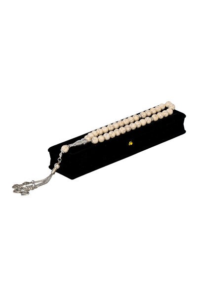 retal سبحة حجر الهولايت المعرق باللون الرمادي