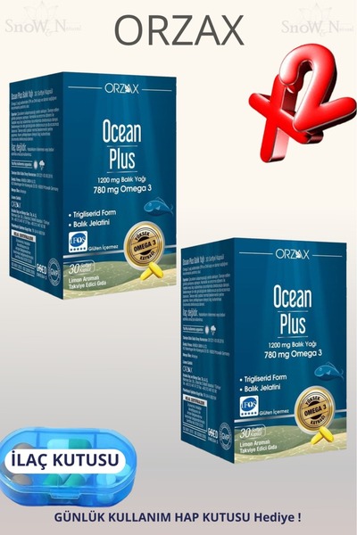 Ocean Lemon Flavored Fish Oil 1200 Mg 30 Softgels 2 Pcs + Pill Box Gift