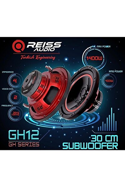 REISS AUDIO Rs-gh12.d4 30 Cm Subwoofer Bas Çift Bobinli 1400wat 400w Rms Prof...