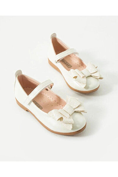 Mia Lui لامع تفاصيل فيونكة طفل حذاء مسطح - أبيض