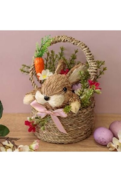 OEM Decorative Easter Basket Decorated with Bunny Flowers & Carrot Ø14 x 24 cm